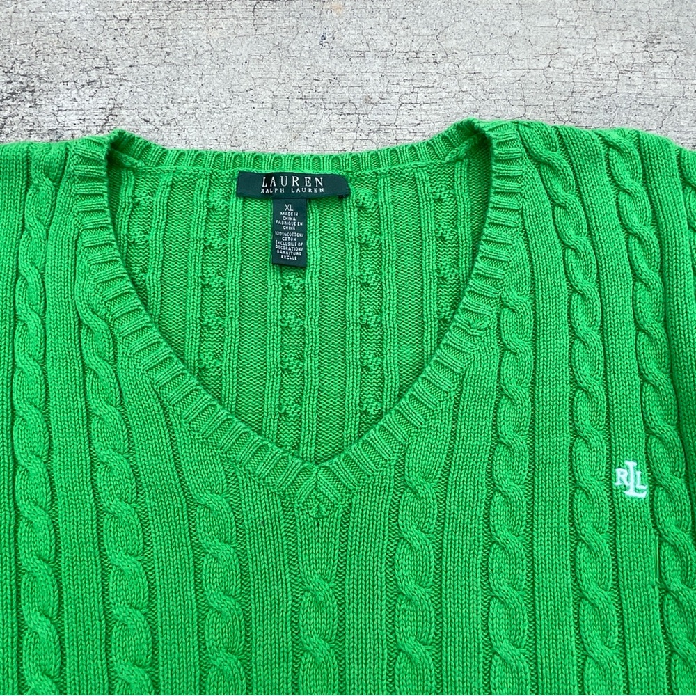 Green Cable Knit Sweater - Picture 7 of 7